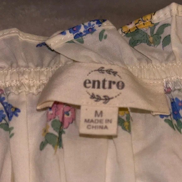 Entro Floral Smock Tank Top with Tassel Tie Straps and Elastic Waist NWOT Size M - Picture 9 of 9